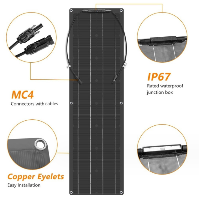 XSD-solar photovoltaic panel Semi-flexible 100W ETFE solar panel house car Family camping yacht street light solar