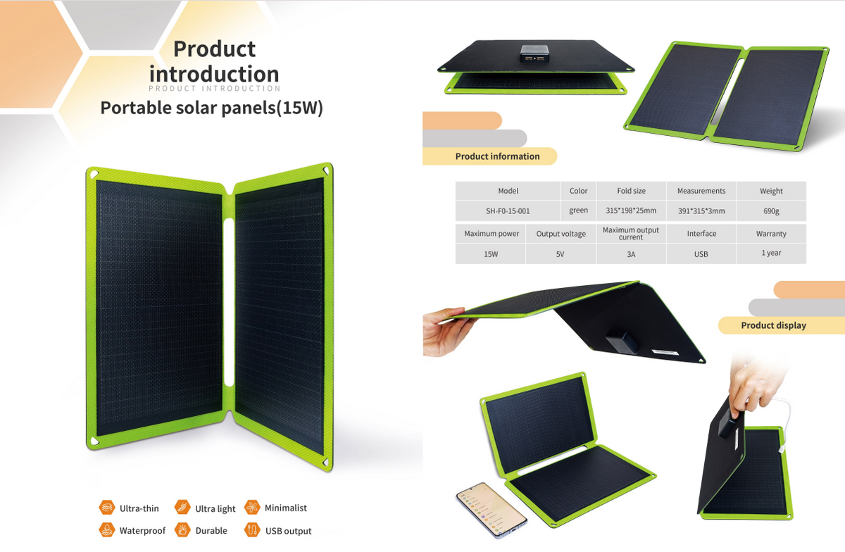 15W Portable Foldable Solar Charger
