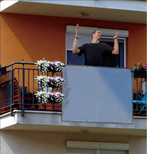 Lightweight solar panel installed on a balcony